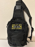 Tactical Military Bag: U.S.M.C Black w/ American By Birth Marine By Choice Patch Military Utility Cross Body Bags 11” x 9” | Military Hats & Pins