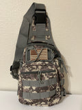 Tactical Military Bag: Camouflage w/ USA American Flag Patch Military Utility Cross Body Bags 11” x 9” | Military Hats & Pins