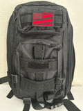 Tactical Military Bag: Black w/ USA American Red Flag Velcro Patch Military Utility Backpack 18”x9”| Military Hats & Pins