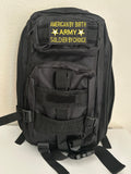 Tactical Military Bag: US Army Black w/ American By Birth Soldier By Choice Velcro Patch Military Utility Backpack 18”x9”| Military Hats & Pins