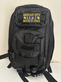 Tactical Military Bag: U.S.M.C Black w/ American By Birth Marine By Choice Velcro Patch Military Utility Backpack 18”x9”| Military Hats & Pins