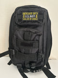 Tactical Military Bag: US Navy Black w/ American By Birth Sailor By Choice Velcro Patch Military Utility Backpack 18”x9”| Military Hats & Pins