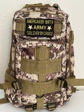 Tactical Military Bag: US Army Camouflage w/ American By Birth Soldier By Choice Velcro Patch Military Utility Backpack 18”x9”| Military Hats & Pins