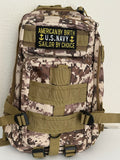 Tactical Military Bag: US Navy Camouflage w/ American By Birth Sailor By Choice Velcro Patch Military Utility Backpack 18”x9”| Military Hats & Pins