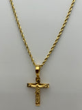 Jewelry: Gold Tone Electroplated, Crucifix Soldier's Protection Cross Pendant, 24" Necklace | Military Hats & Pins