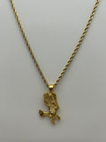Jewelry: Gold Tone Electroplated, Eagle Pendant, 24" Necklace Twisted Rope Chain | Military Hats & Pins