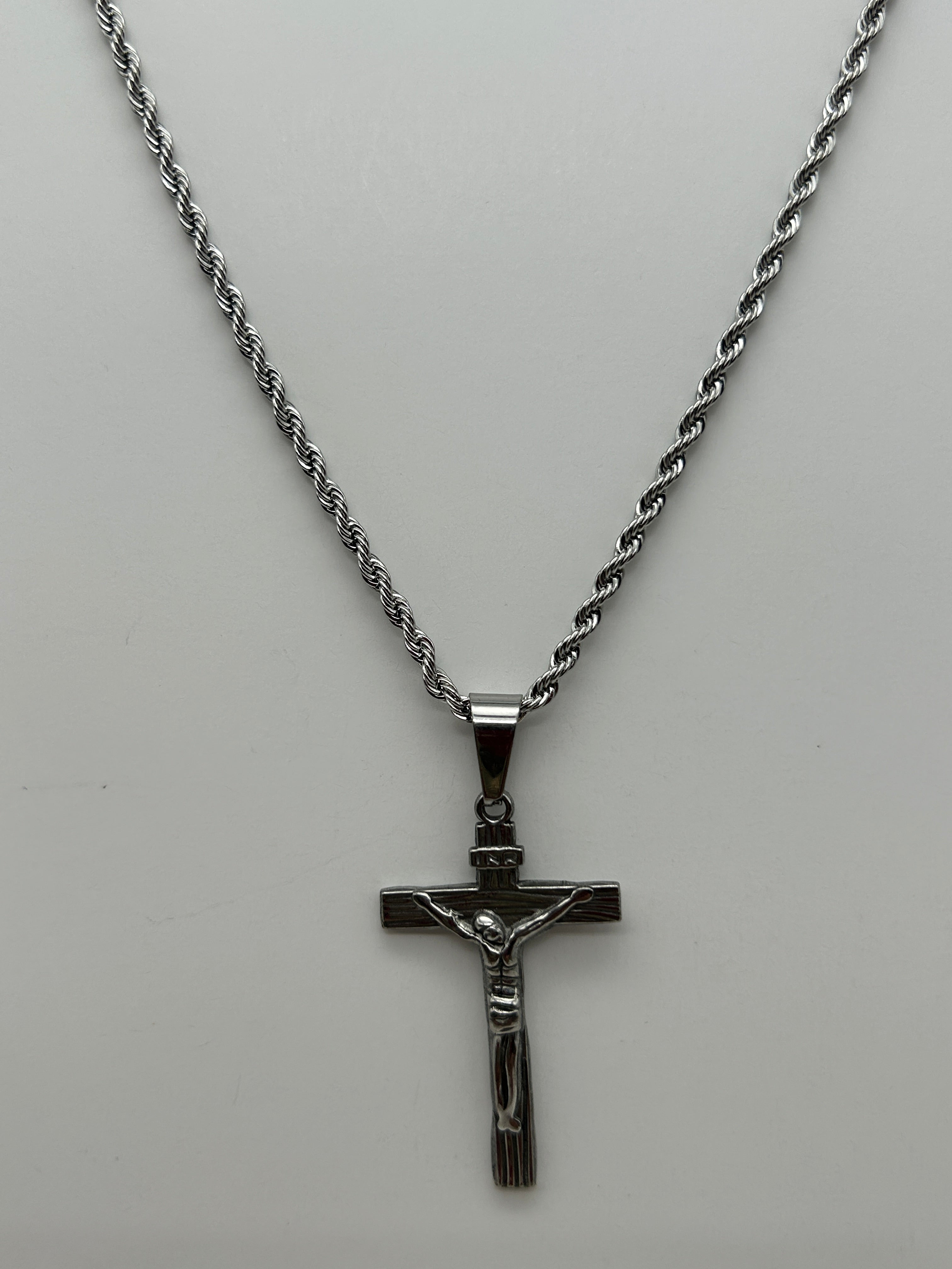 Jewelry: Stainless Steel Rope Chain, Catholic Crucifix Soldier's Protection Cross Pendant Necklace | Military Hats & Pins (Copy)