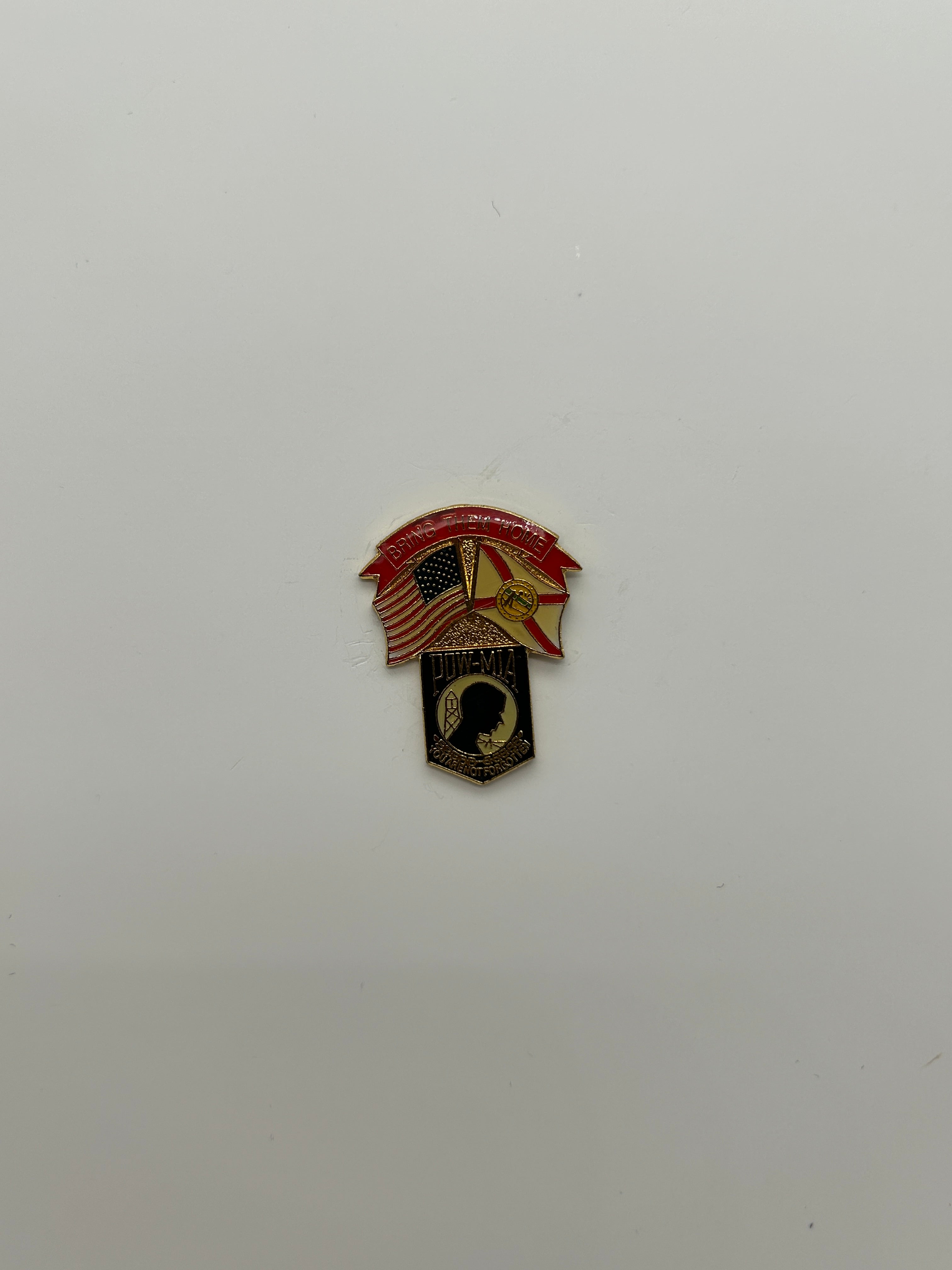 POW MIA Florida Flag Pin Bring Them Home US American Flag Hat Pin | Military Hats & Pins
