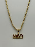 Jewelry: Gold Tone Electroplated, Navy Pendant, Rope Necklace | Military Hats & Pins