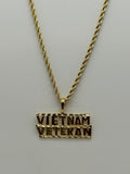 Jewelry: Gold Tone Electroplated, Vietnam Veteran Pendant, Rope Necklace | Military Hats & Pins