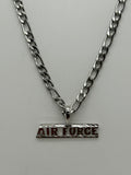 Jewelry: Stainless Steel Link Chain Air Force Rhodium Plated Charm, Necklace | Military Hats & Pins
