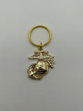 Military Key Chain: USMC Marine Corps Eagle Globe & Anchor EGA Gold Plated Chain | Military Hats & Pins