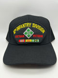 4th Infantry Division Vietnam Veteran Black Military Cap - Adjustable One Size | Military Hats & Pins