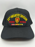25th Infantry Division Vietnam Veteran Black Military Cap - Adjustable One Size | Military Hats & Pins