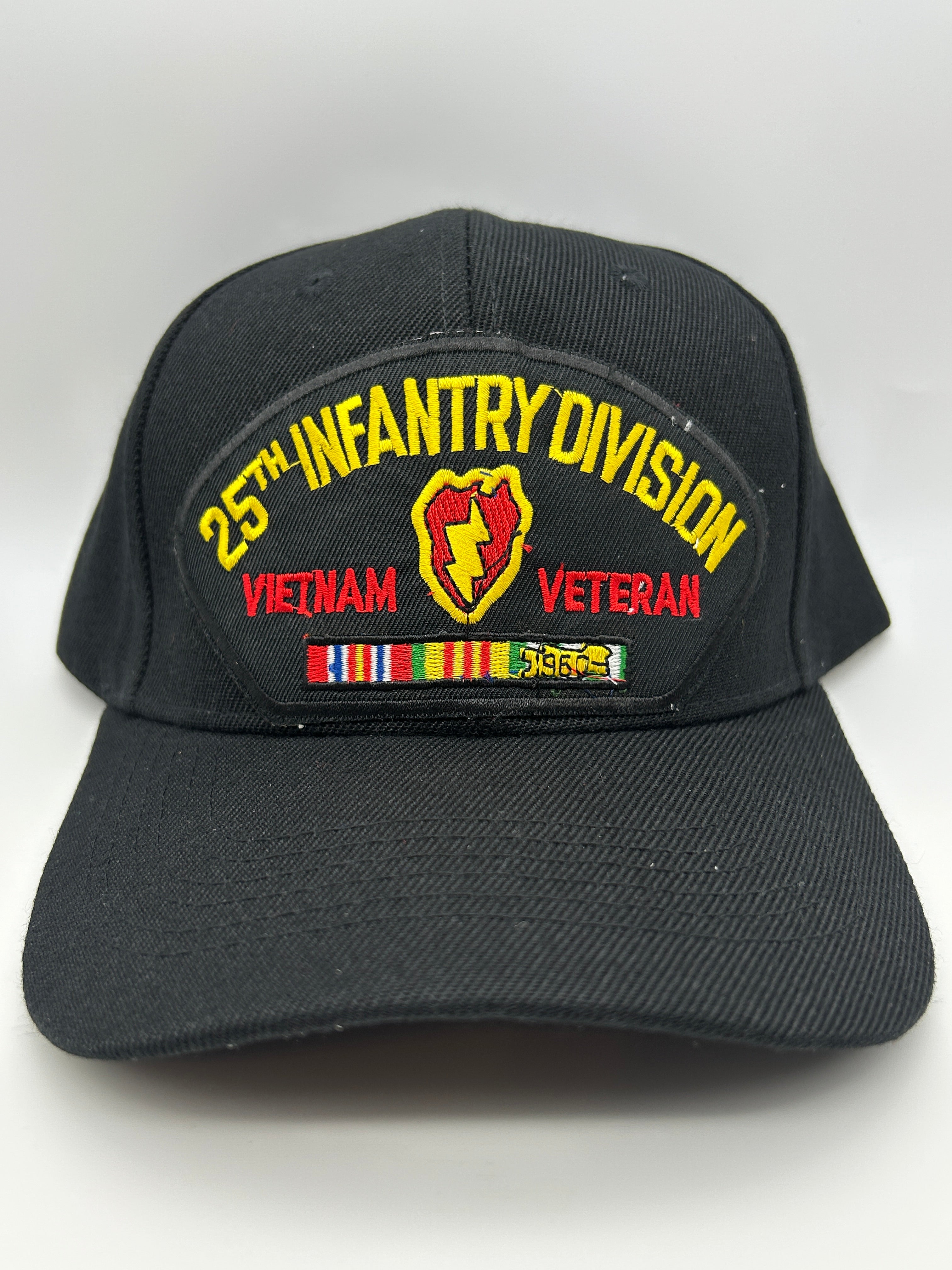 25th Infantry Division Vietnam Veteran Black Military Cap - Adjustable One Size | Military Hats & Pins