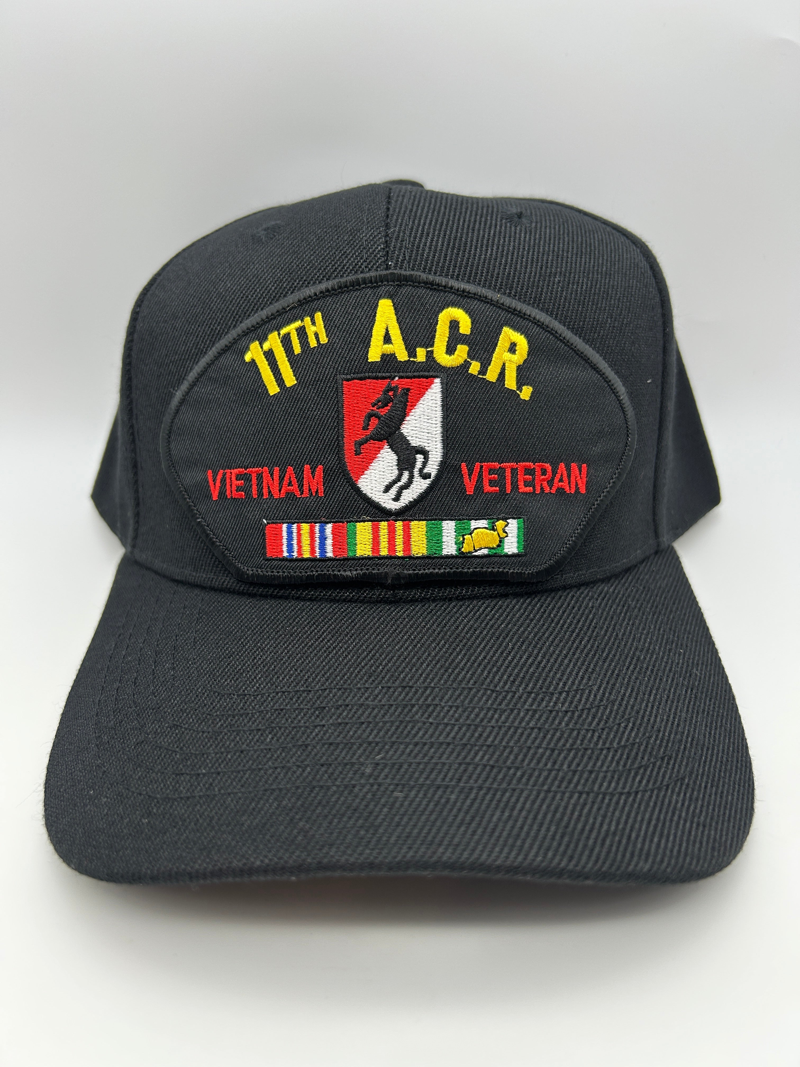 11th A.C.R Vietnam Veteran Black Military Cap - Adjustable One Size | Military Hats & Pins