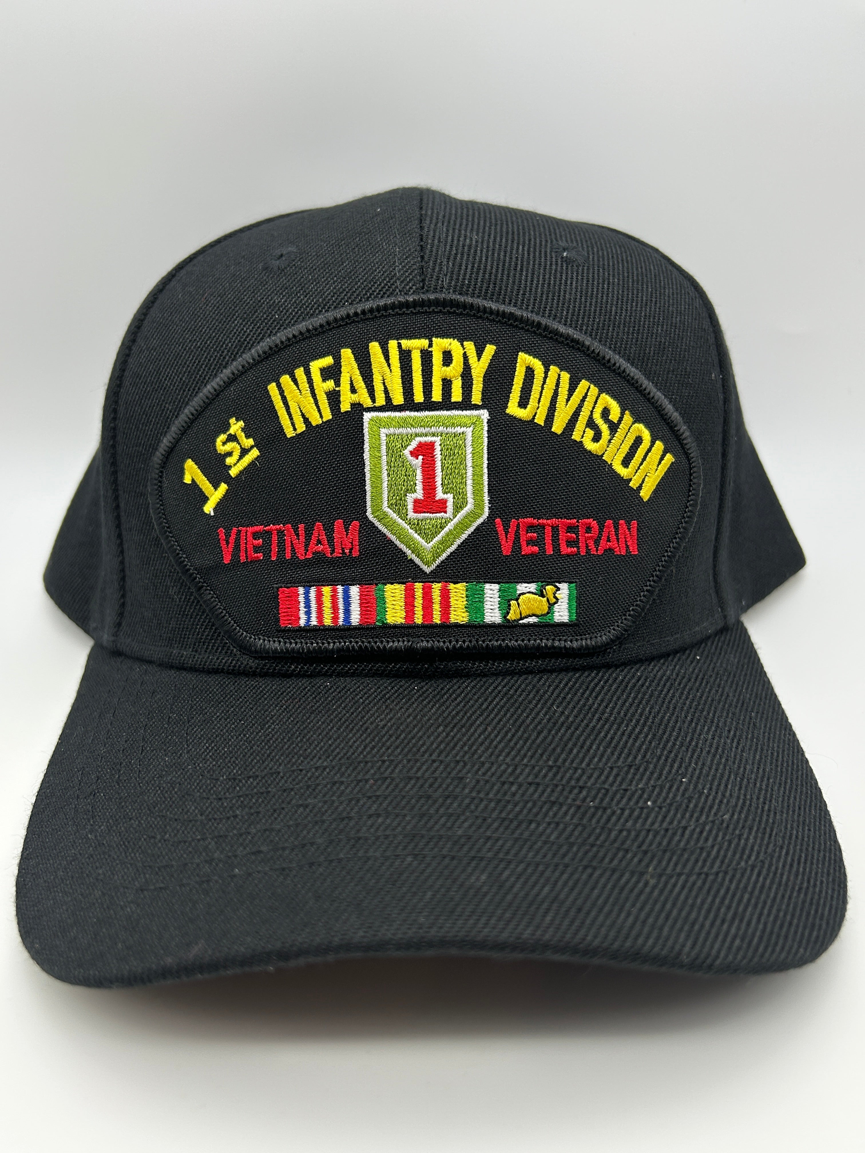 1st Infantry Division Vietnam Veteran Black Military Cap - Adjustable One Size | Military Hats & Pins