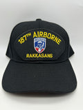 187th Airborne Rakkasans Black Military Cap - Adjustable One Size | Military Hats & Pins