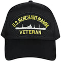 U.S Merchant Marine Veteran - Black Embroidered Military Cap - Adjustable One Size | Military Hats & Pins