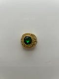 Military Ring: US Army Gold Electroplated Ring with Green Glass Stone, Size 9 to 13 | Military Hats & Pins