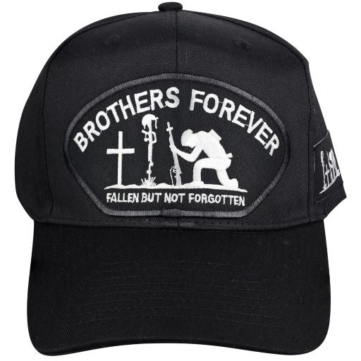 US Brothers Forever Military Cap - Black, Embroidered Logo, Adjustable One Size Cap | Military Hats & Pins