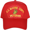 U.S Marine Corps Veteran - Red Embroidered Military Cap - Adjustable One Size | Military Hats & Pins