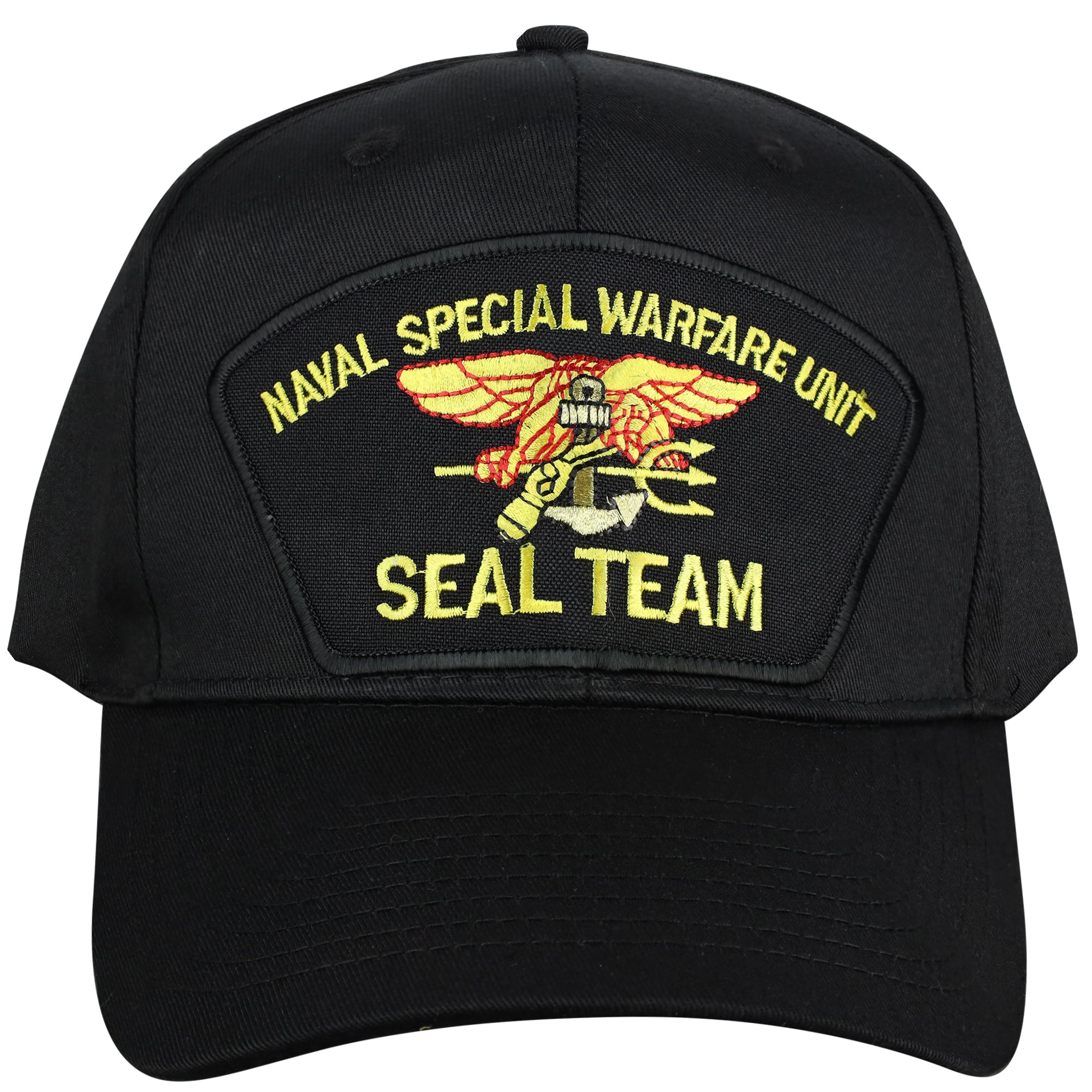 Naval Special Warfare Unit "Seal Team" - Black Embroidered Military Cap - Adjustable One Size | Military Hats & Pins