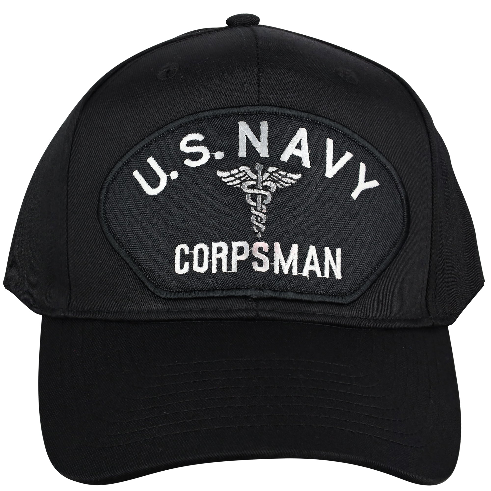 U.S Navy Corpsman - Black Embroidered Military Cap - Adjustable One Size | Military Hats & Pins