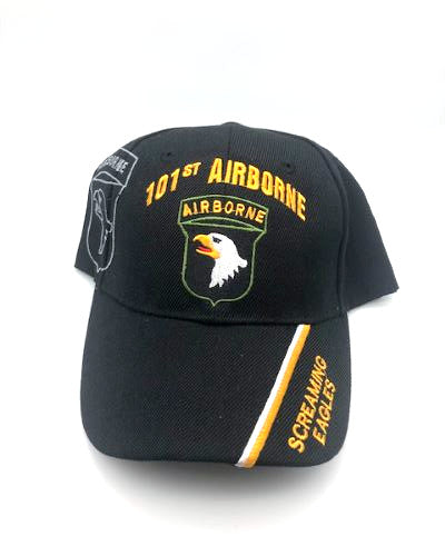 US Army 101st Airborne Military Cap "Screaming Eagles" - Black, Embroidered Logo, Adjustable One Size Cap | Military Hats & Pins