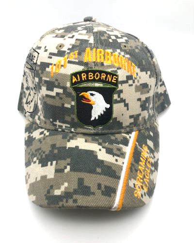 US Army 101st Airborne Military Cap - Army Green Camouflage, Embroidered Logo, Adjustable One Size Cap | Military Hats & Pins