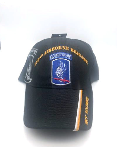 US Army 173rd Airborne Brigade Military Cap – Black “Sky Soldiers” Embroidered Logo, Adjustable One Size Cap | Military Hats & Pins