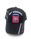 US Army 82nd Airborne Military Cap - Black, Embroidered Logo, Adjustable One Size Cap | Military Hats & Pins