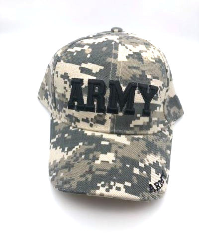 US Army Military Cap - Army Camouflage, Embroidered Logo, Adjustable One Size Cap | Military Hats & Pins