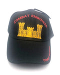 US Army Combat Engineer Military Cap - Black Embroidered Logo, Adjustable One Size Cap | Military Hats & Pins
