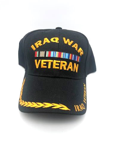 Iraq War Veteran Military Cap - Black, Embroidered Logo, Adjustable One Size Cap | Military Hats & Pins