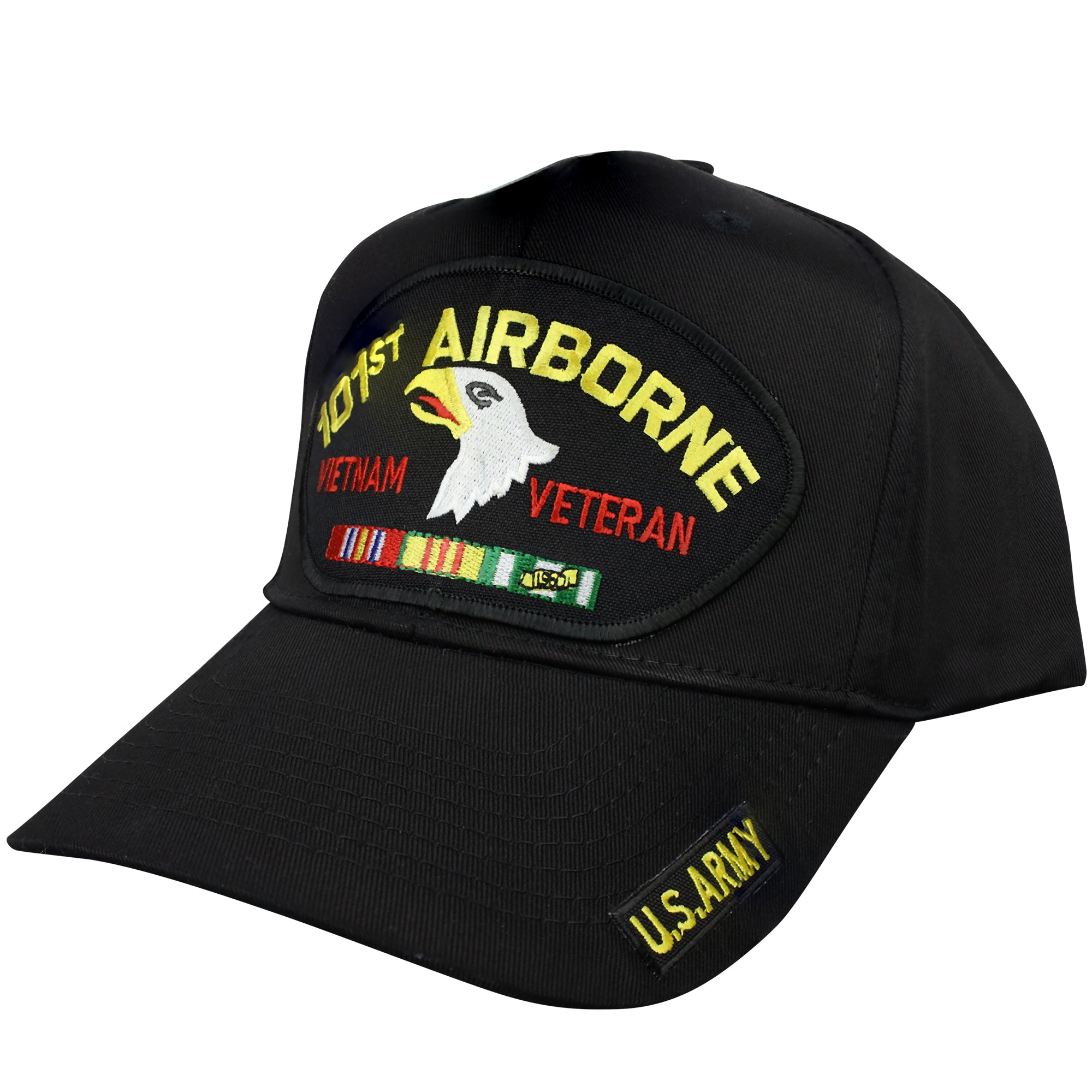 101st Airborne Vietnam Veteran - Black Embroidered Military Cap - Adjustable One Size | Military Hats & Pins