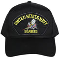 U.S Navy Seabees - Black Embroidered Military Cap - Adjustable One Size | Military Hats & Pins
