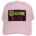US Marine Corps Wife Military Cap - Pink, Embroidered Logo Adjustable One Size Cap | Military Hats & Pins