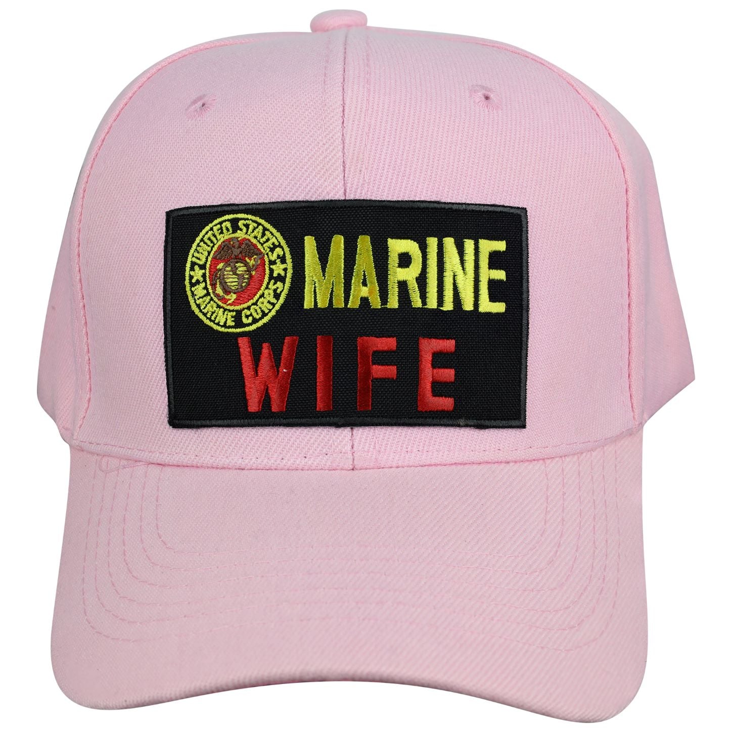 US Marine Corps Wife Military Cap - Pink, Embroidered Logo Adjustable One Size Cap | Military Hats & Pins