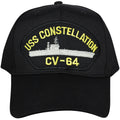 USS Constellation CV-64 - Black Embroidered Military Cap - Adjustable One Size | Military Hats & Pins
