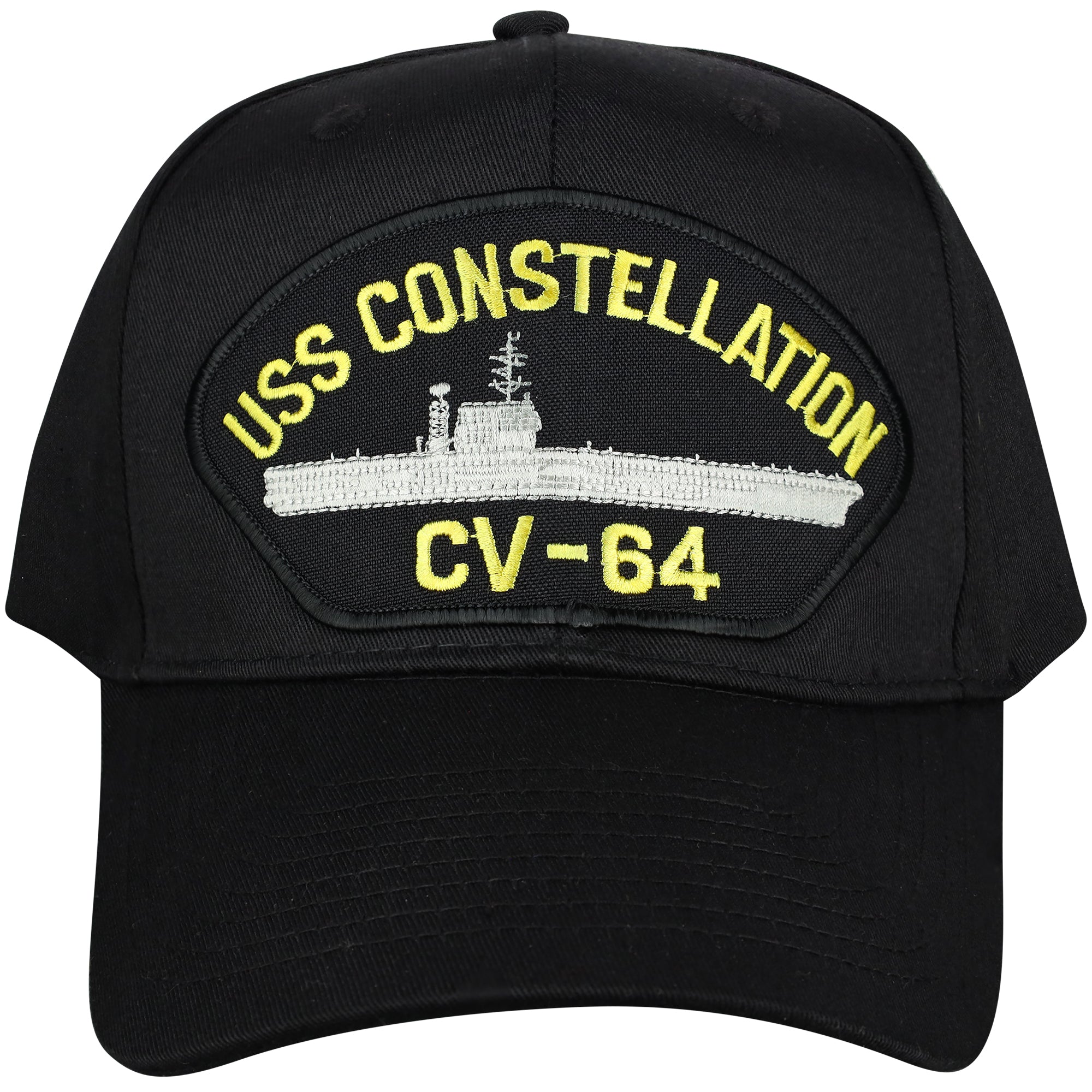 USS Constellation CV-64 - Black Embroidered Military Cap - Adjustable One Size | Military Hats & Pins
