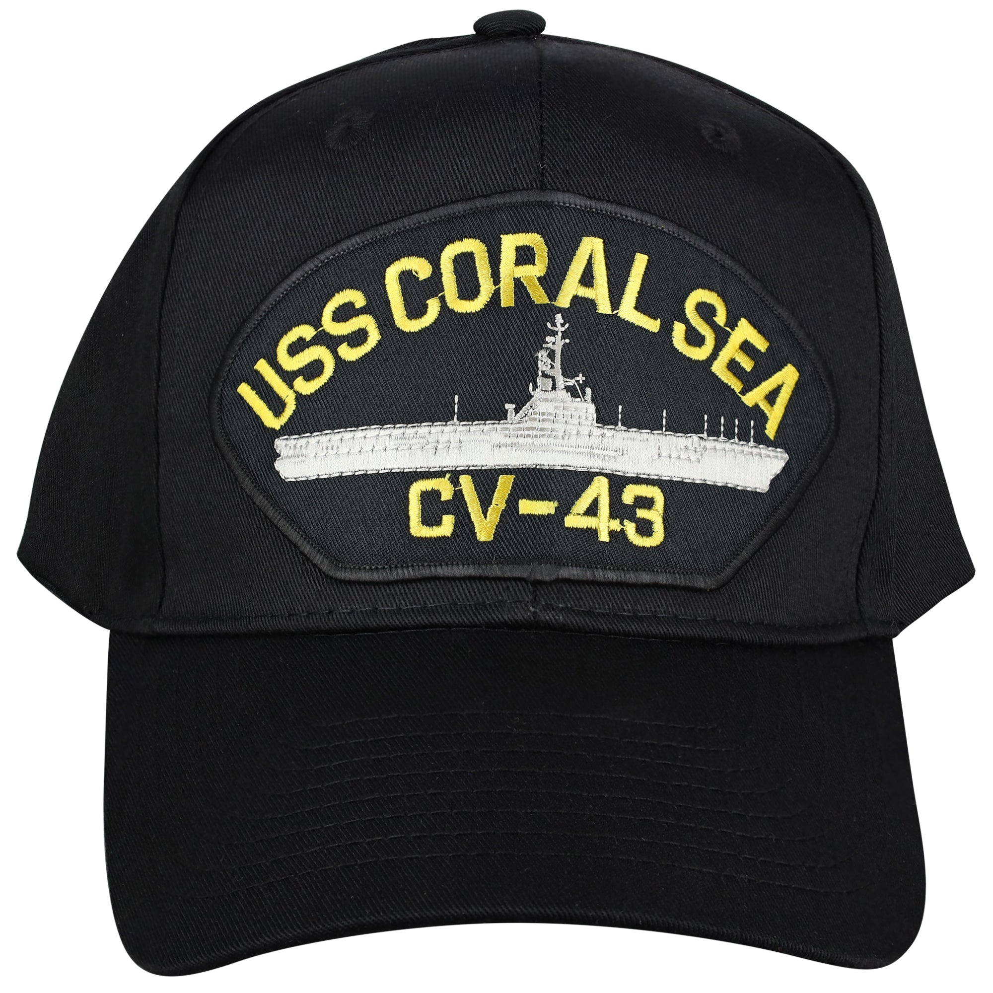 USS Coral Sea CV-43 - Black Embroidered Military Cap - Adjustable One Size | Military Hats & Pins