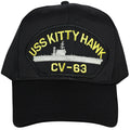 USS Kitty Hawk CV-63 - Black Embroidered Military Cap - Adjustable One Size | Military Hats & Pins