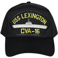 USS Lexington CVA-16 - Black Embroidered Military Cap - Adjustable One Size | Military Hats & Pins