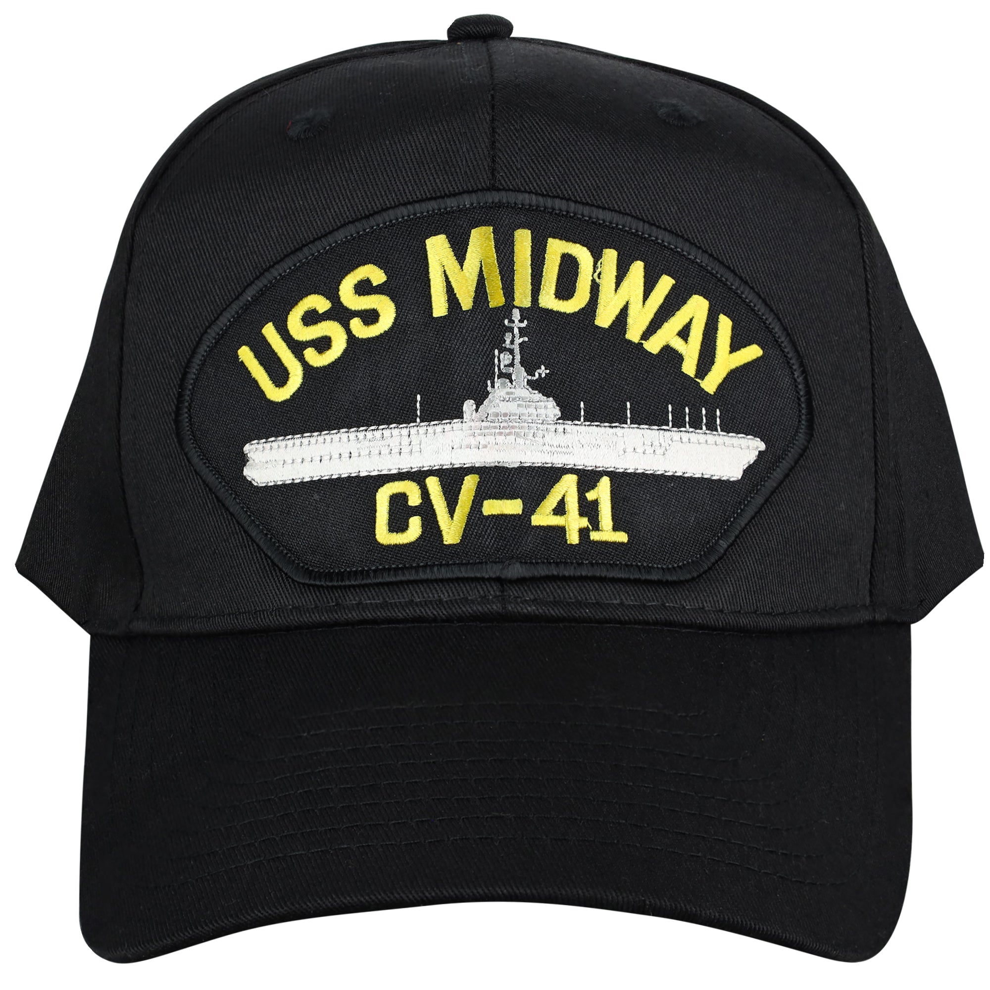 USS Midway CV-41 - Black Embroidered Military Cap - Adjustable One Size | Military Hats & Pins