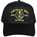 Vietnam Era Veteran 1960-1975 - Black Embroidered Military Cap - Adjustable One Size | Military Hats & Pins