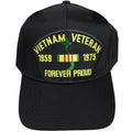 Vietnam Veteran 1959-1975 "Forever Proud" - Black Embroidered Military Cap - Adjustable One Size | Military Hats & Pins