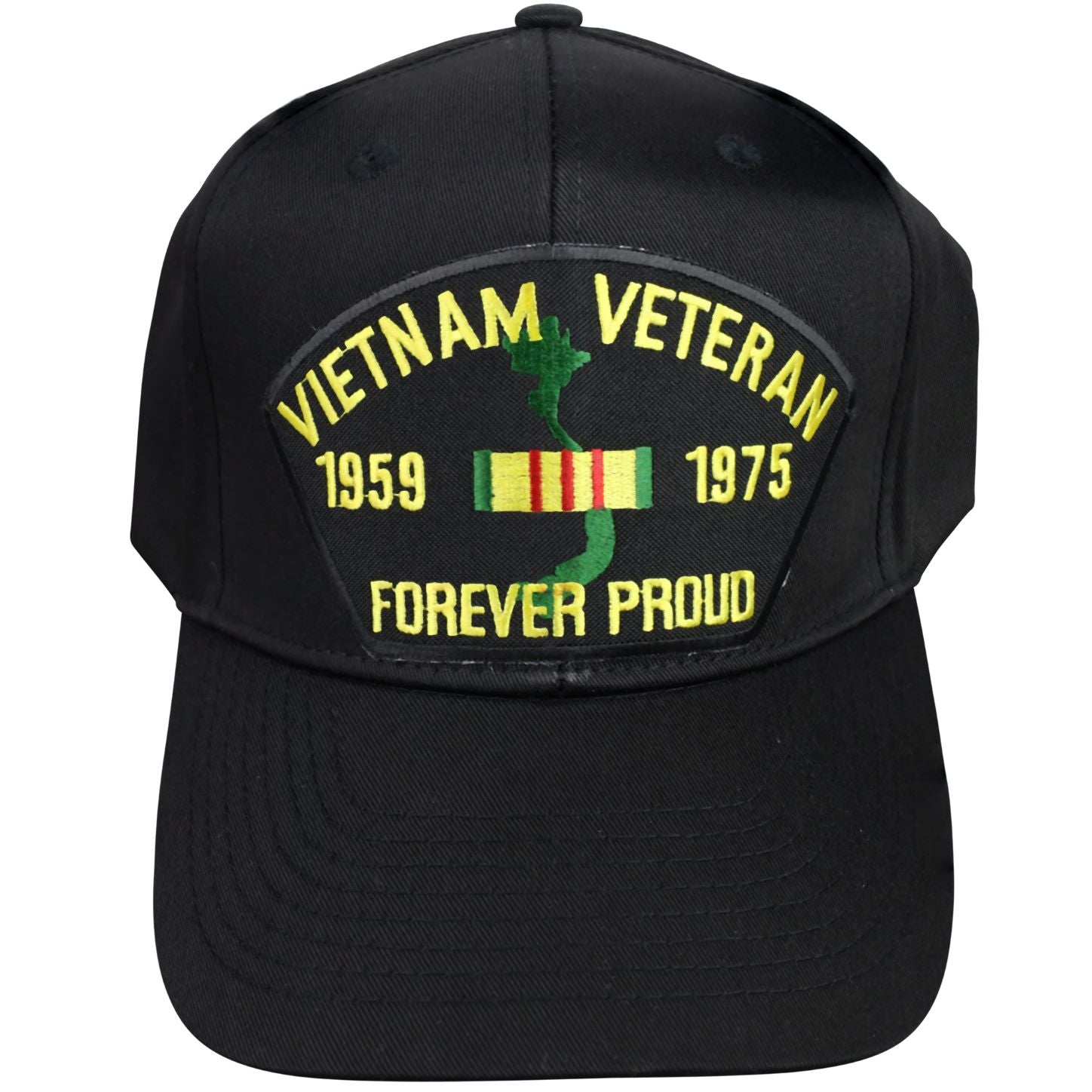 Vietnam Veteran 1959-1975 "Forever Proud" - Black Embroidered Military Cap - Adjustable One Size | Military Hats & Pins