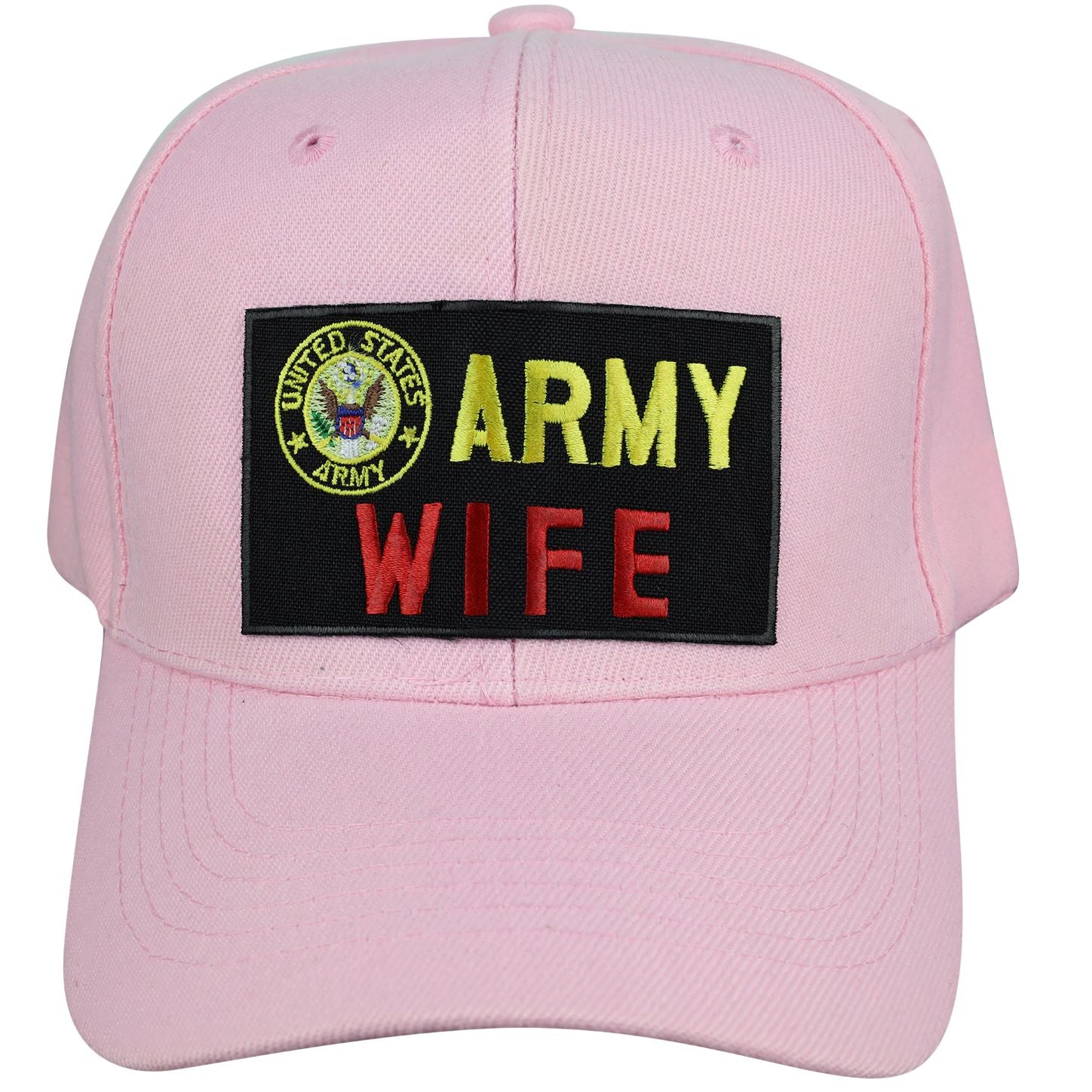 US Army Wife Military Cap - Pink, Embroidered Logo Adjustable One Size Cap | Military Hats & Pins