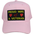 US Veteran Wife Military Cap - Pink, Embroidered Logo "Proud Wife of A Veteran" Adjustable One Size Cap | Military Hats & Pins